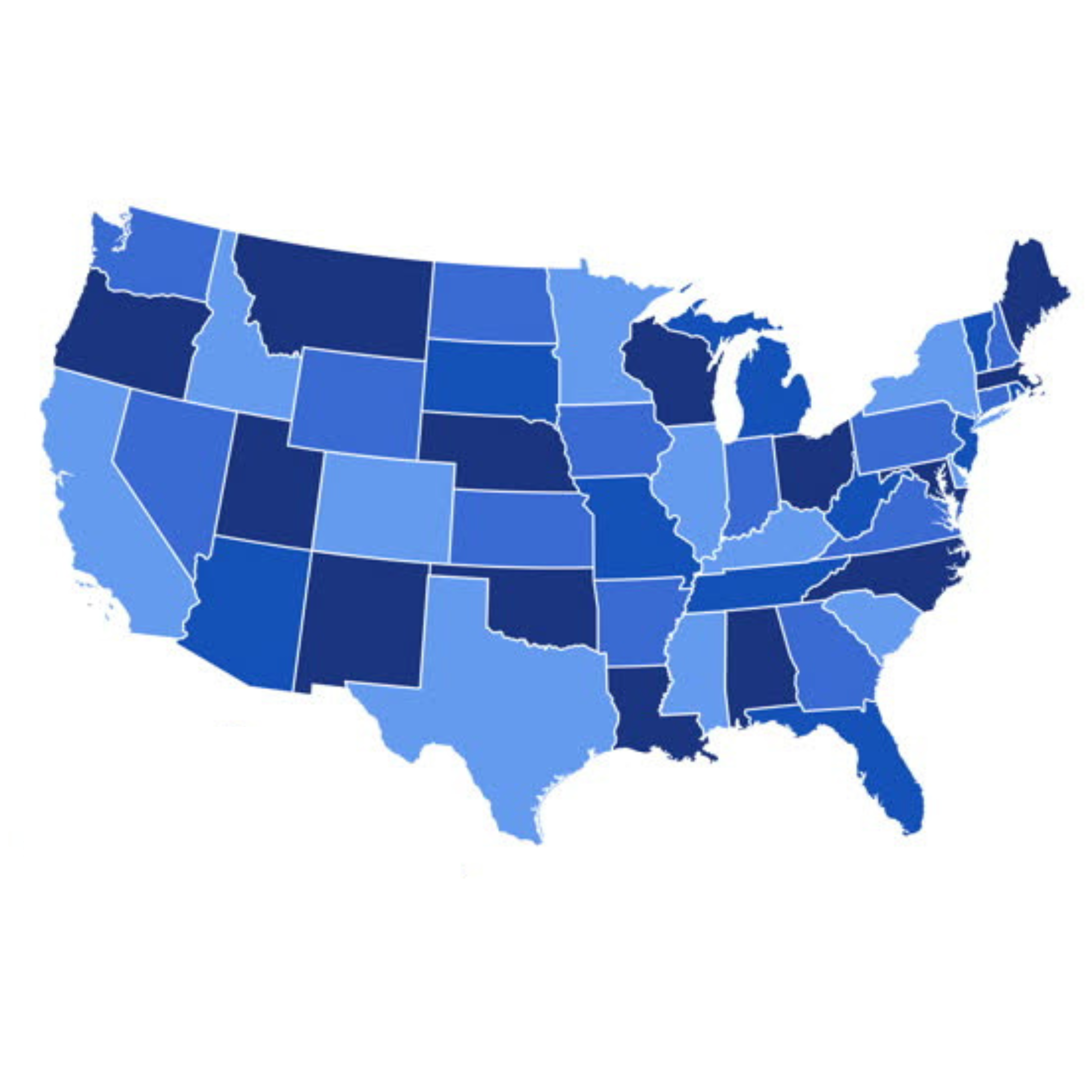 Map of the United States showing all 48 contiguous states served by M&K Transportation
