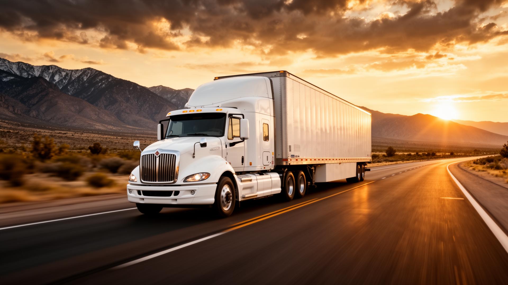 Semi-truck driving on highway